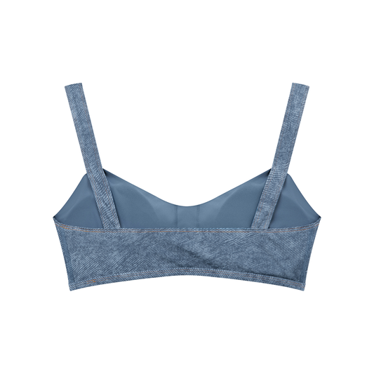 She Prevails Faux Denim Sports Bra