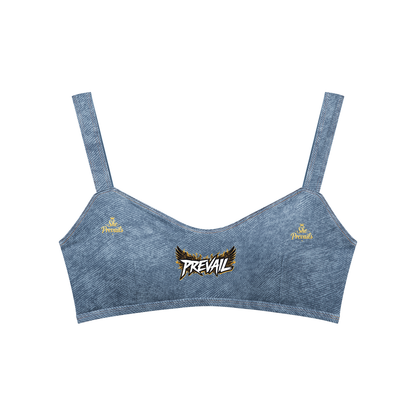 She Prevails Faux Denim Sports Bra