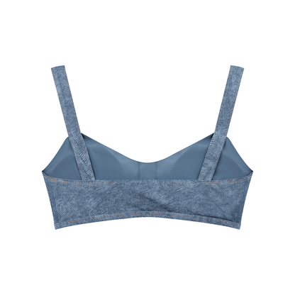 She Prevails Faux Denim Sports Bra