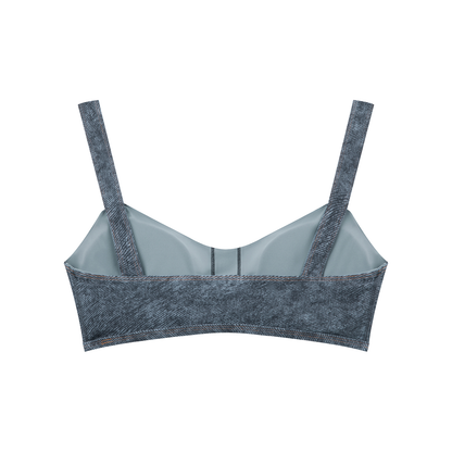 She Prevails Faux Denim Sports Bra