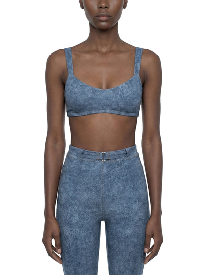 She Prevails Faux Denim Sports Bra